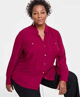 I.n.c. International Concepts Women's Collared Button-Down Blouse, Xs-3X, Created for Macy's