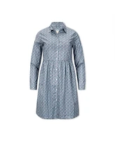 Hope & Henry Women's Long Sleeve Button Front Shirt Dress