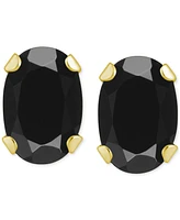 Onyx Oval Solitaire Four Prong Stud Earrings 14k Gold