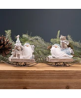 Slickblue Gnome On Sled Figurine (Set of 2)