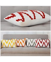 Caromio 2Pcs Chevron Embroidered Decorative Throw Pillow Covers 12" x 20"