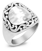 Devata Hammer with Filigree Accent Ring in Sterling Silver