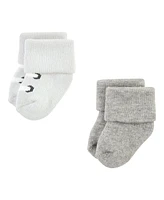 Hudson Baby Boys Cotton Rich Newborn and Terry Socks, Modern Elephant, 6-12 Months