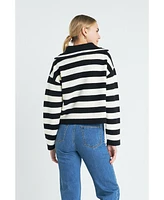 English Factory Women's Striped Half-Zip Sweater