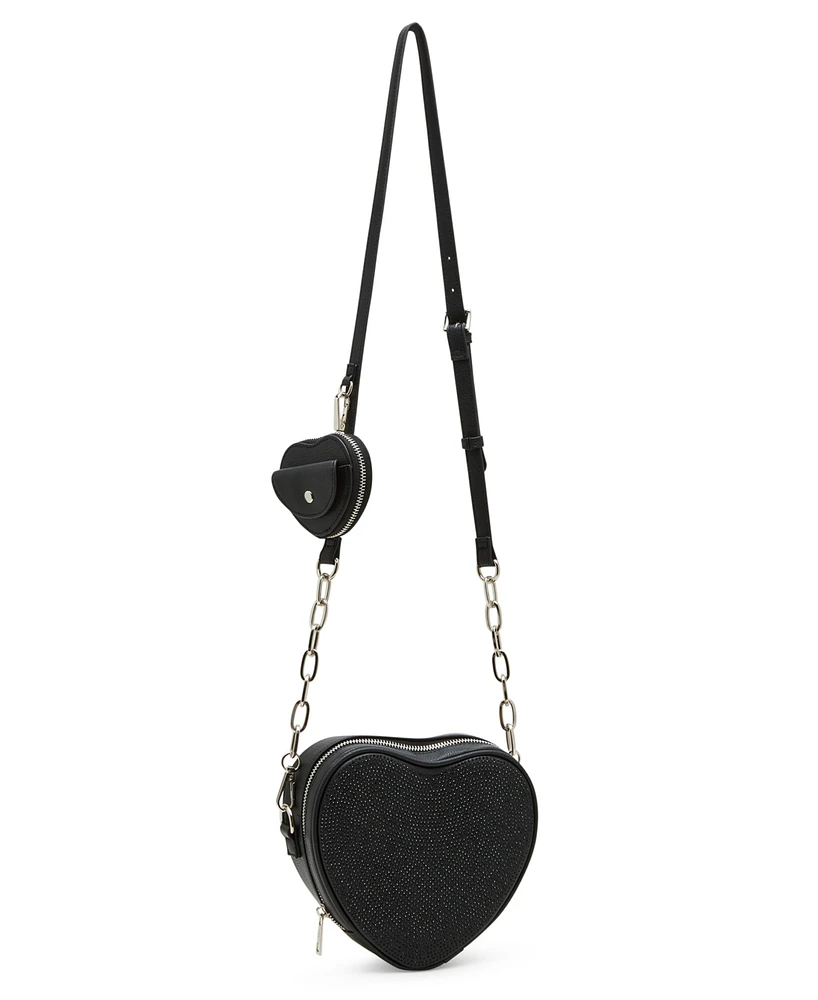 Madden Girl Lola Heart Crossbody Bag with Rhinestones