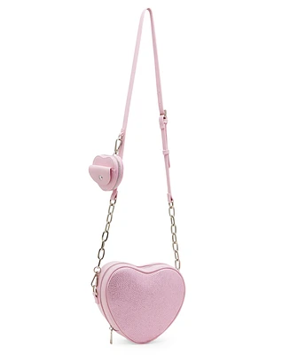 Madden Girl Lola Heart Crossbody Bag with Rhinestones