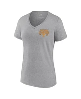 Fanatics Women's Heather Gray Tennessee Volunteers 2024 Ncaa Men's Baseball College World Series Champions Schedule V-Neck T-Shirt