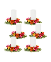 Slickblue Set of 6 Radiant Poppy Candle Rings