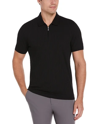 Perry Ellis Men's Slim-Fit Ribbed-Knit 1/4-Zip Polo Shirt