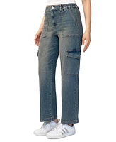 Almost Famous Juniors' Mid-Rise Cargo Skater Jeans