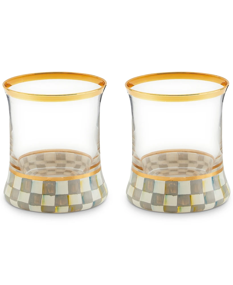 Mackenzie-Childs Sterling Check Tumbler Glass, Set of 2