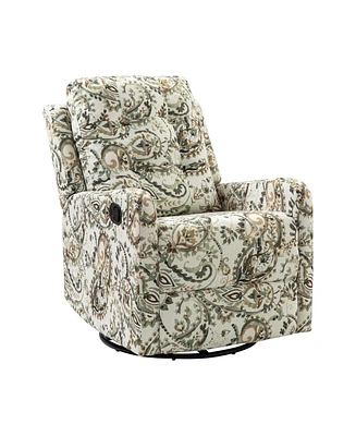 Hulala Home Arlette Transitional Swivel Recliner with Metal Base