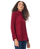 Jones New York Women's Mock Neck Sweater with Rib Detail