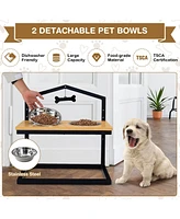 Sugift 5 Heights Elevated Pet Feeder with 2 Detachable Stainless Steel Bowl