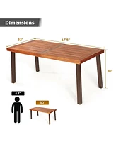 Sugift Rectangular Acacia Wood Rustic Dining Furniture Table