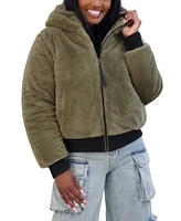 Steve Madden Juniors' Reversible Faux-Fur Hooded Puffer Coat, Created for Macy's