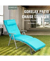 Inolait Adjustable Outdoor Lightweight Folding Chaise Lounge Chair with Pillow
