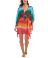 Bleu by Rod Beattie Women's Printed Chiffon Cover-Up Caftan