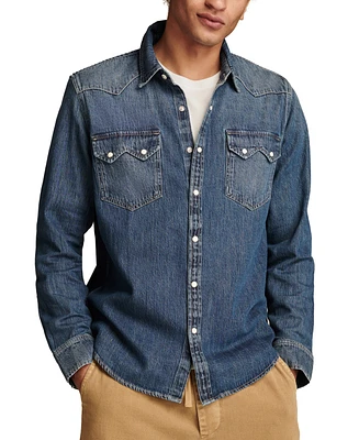 Lucky Brand Men's Double Snap Long Sleeve Western Denim Shirt