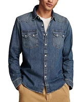 Lucky Brand Men's Double Snap Long Sleeve Western Denim Shirt