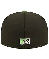 New Era Men's Black/Neon Green Erie SeaWolves Theme Night 59FIFTY Fitted Hat