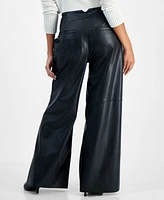 Dkny Jeans Petite Faux Leather Wide-Leg Pants