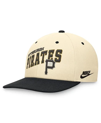 Nike Men's Cream/Black Pittsburgh Pirates Rewind Cooperstown Collection Performance Snapback Hat