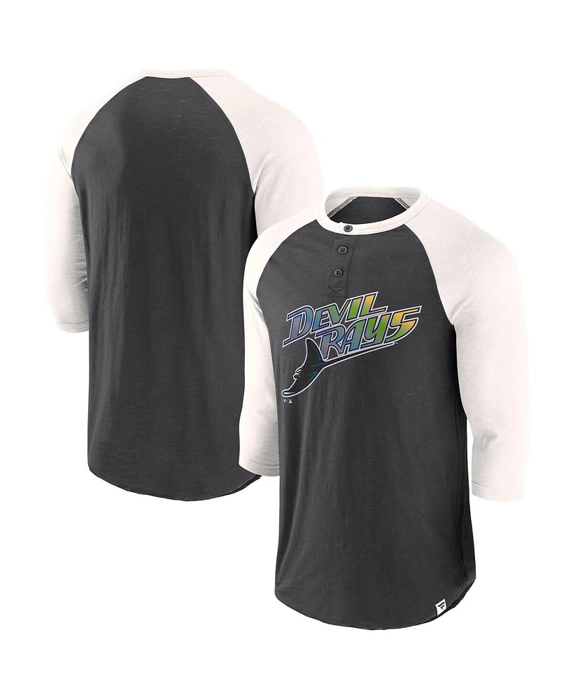 Fanatics Men's Black/Cream Tampa Bay Rays Historical Win 3/4-Sleeve Henley T-Shirt