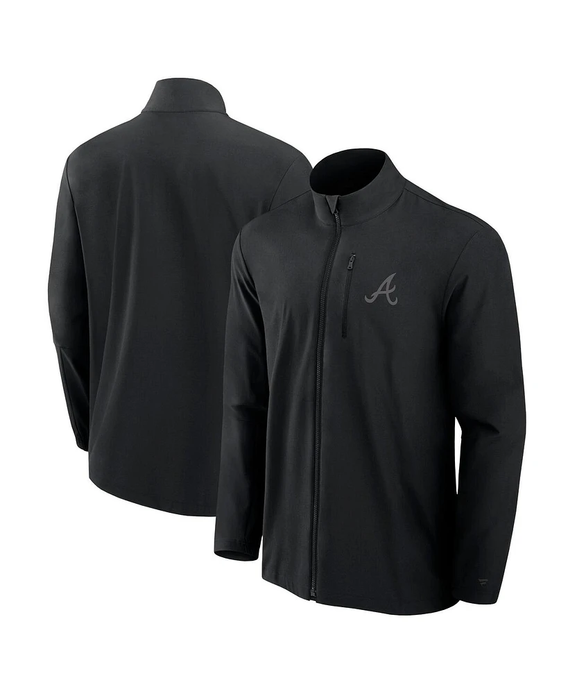 Fanatics Men's Black Atlanta Braves Front Office Woven Full-Zip Jacket