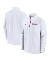 Jordan Men's White Oklahoma Sooners Sideline Coaches Quarter-Zip Jacket