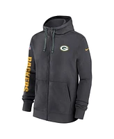 Nike Men's Anthracite Green Bay Packers 2024 Sideline Club Full-Zip Hoodie