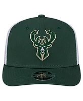 New Era Men's Hunter Green/White Milwaukee Bucks Trucker 9SEVENTY Coolera Stretch-Snap Hat