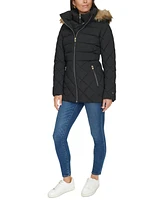 Tommy Hilfiger Women's Bibbed Faux-Fur-Trim Hooded Puffer Coat, Created for Macy's