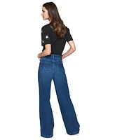 Karl Lagerfeld Paris Petite Mid-Rise Wide-Leg Jeans, First@Macy's