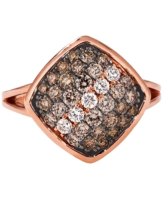 Le Vian Chocolate Ombre Diamond & Vanilla Diamond Cluster Ring (1 ct. t.w.) in 14k Rose Gold