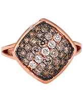 Le Vian Chocolate Ombre Diamond & Vanilla Diamond Cluster Ring (1 ct. t.w.) in 14k Rose Gold