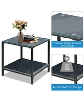 Sugift 3 Pieces Cushioned Patio Rattan Set with Rocking Chair and Table