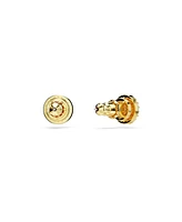 Swarovski Round Cut, Gold Tone, Gold-Tone Plated Una Stud Earrings