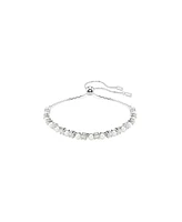 Swarovski Crystal Pearl, Round Cut, White, Rhodium Plated Matrix Bracelet