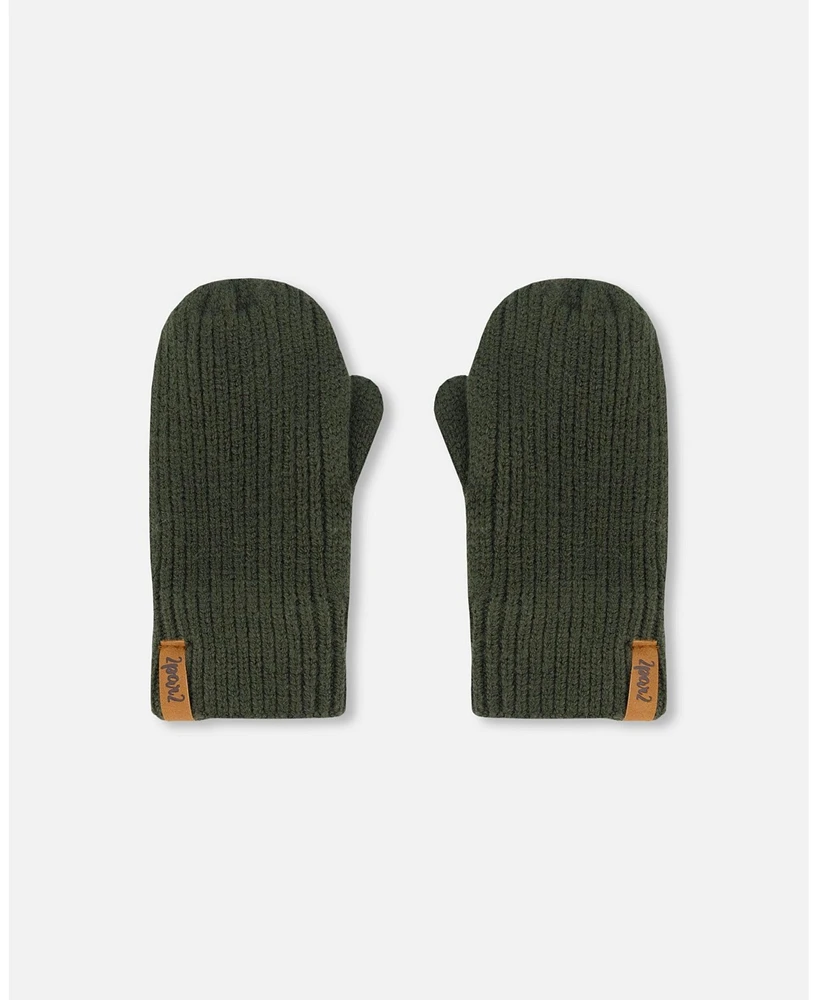 Deux par Boy Knitted Mittens Forest Green - Toddler|Child