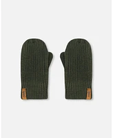 Deux par Boy Knitted Mittens Forest Green - Toddler|Child