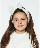 Deux par Deux Baby Girls Baby Headband With Glittering Tulle Bow Off White