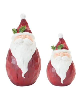 Slickblue Round Santa Figurine Set: Festive Holiday Decor (Pack of 2)