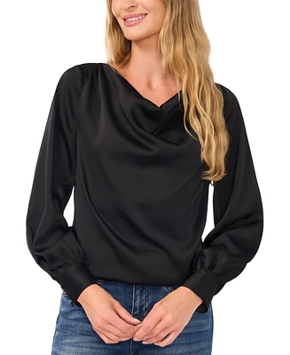 CeCe Women's Cowlneck Blouson-Sleeve Blouse