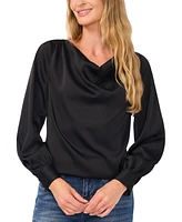 CeCe Women's Cowlneck Blouson-Sleeve Blouse