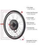 Yescom Electric Bicycle Motor Engine Kit 48V 1000W 26" Rear Wheel E-Bike Cycling Hub Conversion Kit