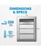 Newair 250 Count Electric Cigar Humidor Wineador in Stainless Steel with Opti-Temp Heating and Cooling Function, Spanish Cedar Shelves, Digital Thermo