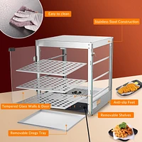Yescom WeChef 20" Commercial Countertop Food 3-Tier Pizza Warmer with Led Adjustable Lighting Food Heater Display Case Stainless Steel for Buffet Rest