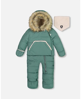 Deux par Baby Boy One Piece Hooded Snowsuit Silver Pine Designed For Car Seat - Infant|Toddler