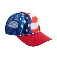 Generic Men's Red, White & Blue American Flag Snapback Trucker hat